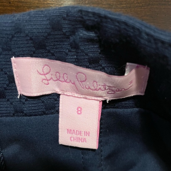 Lilly Pulitzer Demi Dress Strapless Blue With Gold Embroidery Size 8 - Picture 4 of 4